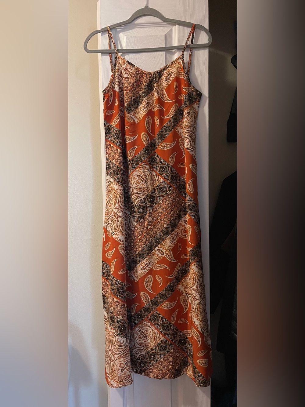 Rust Orange Paisley Maxi Skirt